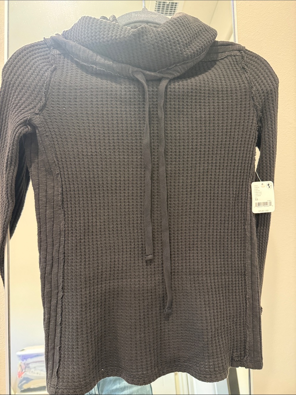 We the Free Charcoal Waffle Knit Thermal SZ XS